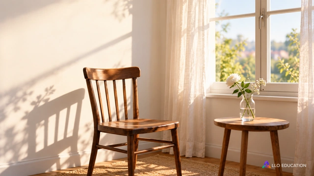 Une chaise vide près d’une fenêtre éclairée évoque une place réservée.