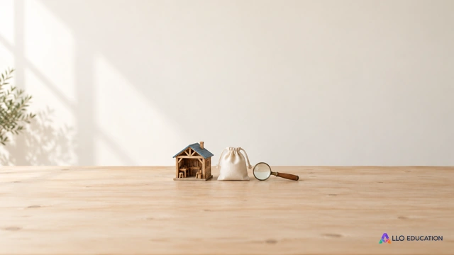 Un petit atelier, une bourse vierge et une loupe sur table claire.
